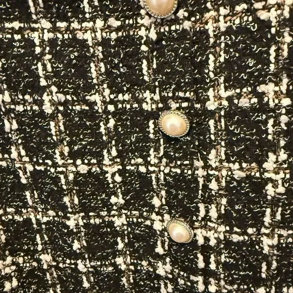 Chic Black and White Tweed Skirt Academia Old Money - Picture 4 of 4